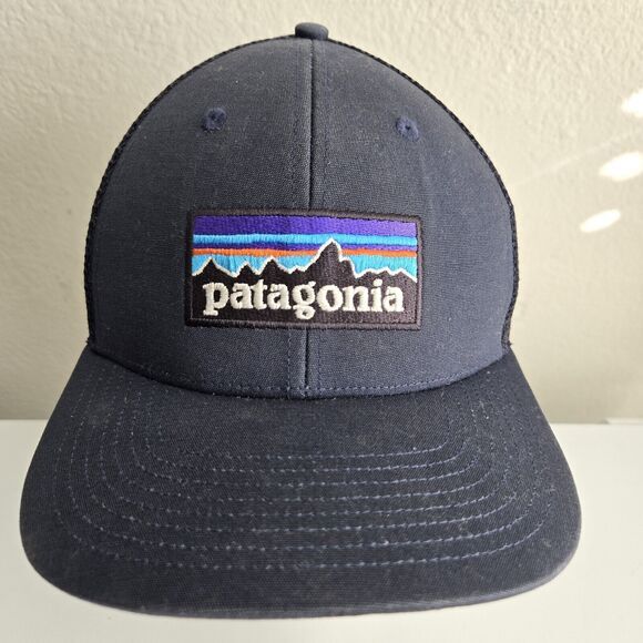 Patagonia Logo Trucker Hat Cap Mesh Back Snapback‎ Navy Blue - Picture 1 of 10